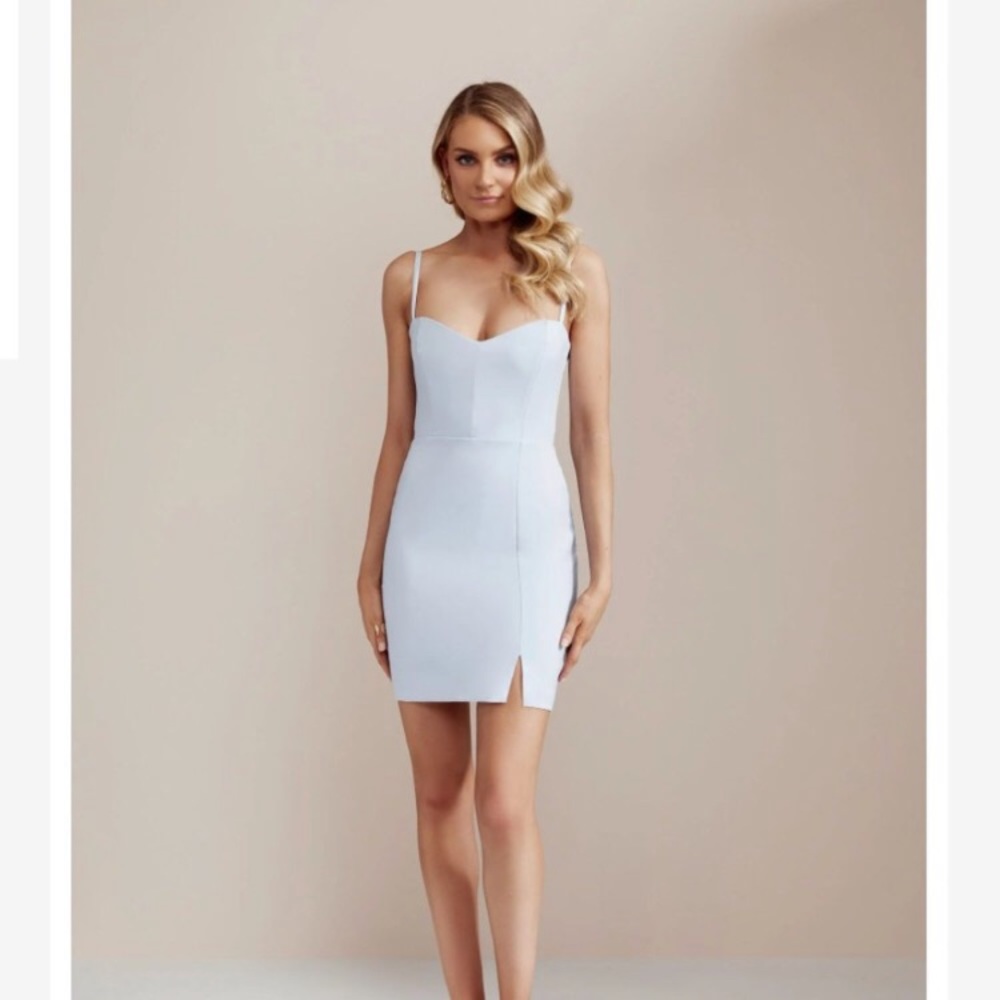 Nookie Light Blue Mini Dress with Sweetheart Neckline